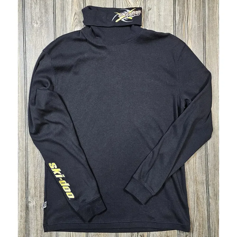 Vintage Men’s Ski-Doo Black Yellow Embroidered Turtle Neck Sweater Size Medium